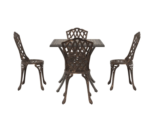 Conjunto de Comedor de Jardín de 5 Piezas  en Aluminio Fundido Bronce