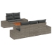 Set de Sofás de Jardín de 6 Piezas con Cojines Gris Ratán Polimérico Acacia