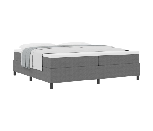 Cama con Base de Muelles de  Gris 200x200 cm Tela de Sarga