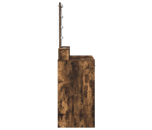 Mesa de tocador  con luces LED Roble ahumado 100x41x140 cm