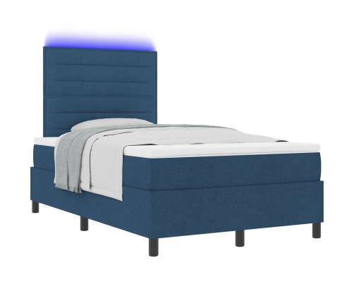 Cama con somier y colchón LED azul 120x200 cm de tela