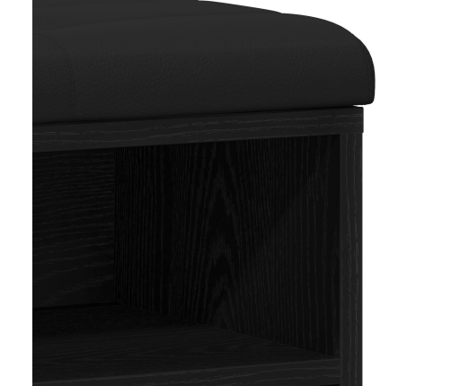 Banco de Almacenamiento  Negro de Roble 100x30x48 cm de Madera Elaborada