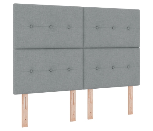Cabecero  con botones acolchados en gris claro de 160 cm de tela