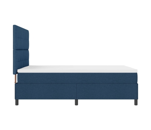 Cama Box Spring con Colchón Azul 160x200 cm de Tela