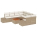 Juego de Sofás de Jardín Juego de 9 Beige y crema Rattan, Poliéster