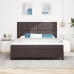 Cama con Base de Resortes y Colchón Marrón Oscuro Super King Tela