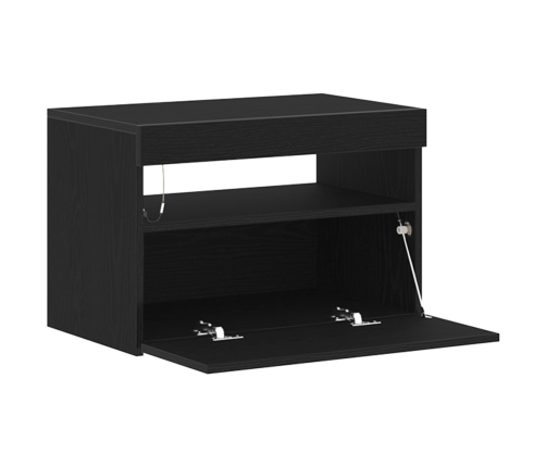 Mueble de TV  con luces LED Negro Roble 60x35x40 cm de madera