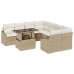 Conjunto de Sofá de Jardín  Set de 9 Beige Ratán Mesa de Exterior