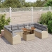 Conjunto de Comedor de Jardín de 10 Piezas con Cojines Beige Ratán Poliéster Acacia