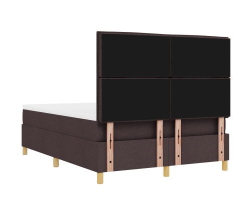 Cama con base de resortes  con colchón y banco marrón oscuro 160x200 cm tela