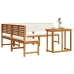 Juego de Comedor para Jardín de 4 Piezas con Cojines de Madera de Acacia