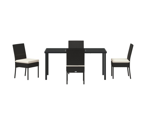 Conjunto de Comedor de Jardín de 5 Piezas Negro Poliratán