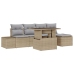 Conjunto sofá jardín 6 piezas con cojines Beige Poliratán