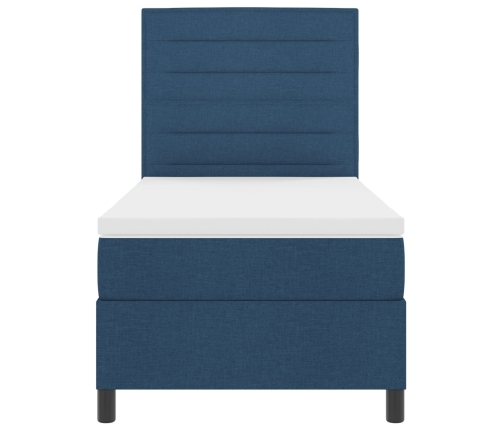 Cama con Somier y Colchón Azul 100x200 cm Tela