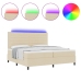 Cama con resortes  con colchón y luz LED crema 200x200 cm tela