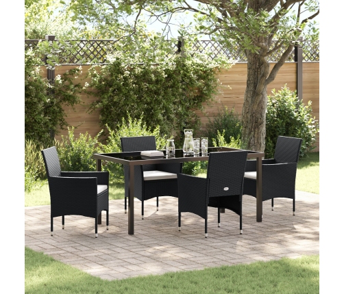 Conjunto de Comedor para Jardín de 5 Piezas  Negro Ratán Polimérico