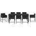 Conjunto de Comedor de Jardín de 9 Piezas con Cojines de Rattan Polímero Negro