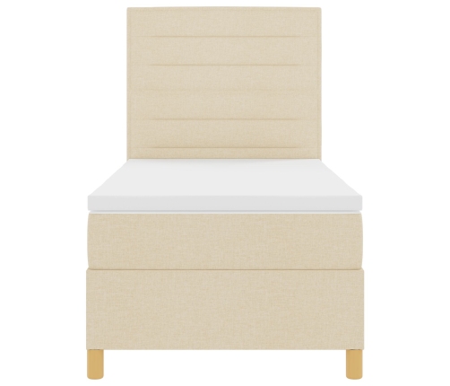 Cama con somier  con colchón y LED crema 100x200 cm tela