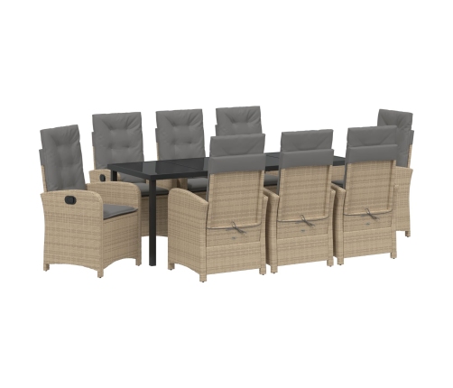 Conjunto de Comedor de Jardín de 9 Piezas con Cojines Beige