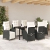 Conjunto de Comedor de Jardín de 7 Piezas  Negro Ratán Poliéster