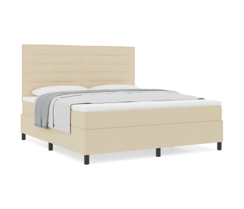 Cama con Box Spring y Colchón Beige Super King Tela