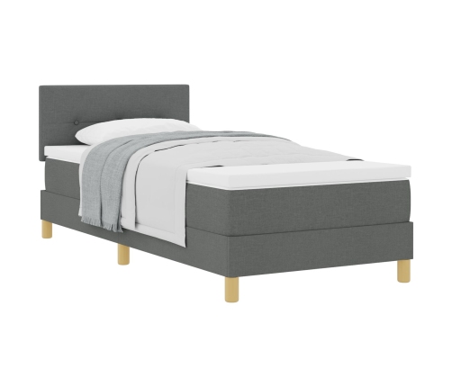 Cama con Box Spring  con Colchón Gris Oscuro 90x200 cm Tela