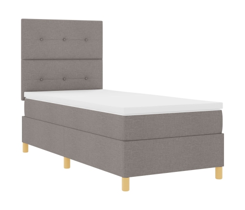 Cama Box Spring con Colchón  Taupe 90x200 cm en Tela