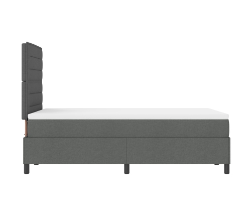 Cama con Box Spring  con Colchón Gris Oscuro 120x200 cm Tela