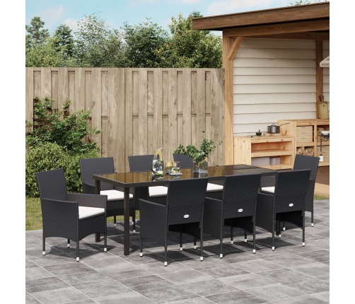 Juego de Comedor de Jardín de 9 Piezas  Negro Poliratán