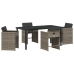 Set de Comedor de Jardín  de 5 Piezas con Cojines Gris Ratán Poliéster
