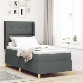 Cama con somier y colchón  Gris Oscuro 100x200 cm Tela