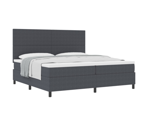 Cama con Base  con Colchón Gris Oscuro 200x200 cm Tela de Corduroy