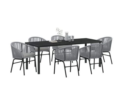Conjunto de comedor de jardín de 7 piezas  Gris Ratán Sintético