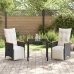 Conjunto de Comedor Jardín de 3 Piezas con Cojines Negro Poliratán