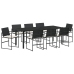 Conjunto de Comedor de Jardín  de 9 Piezas con Cojines Negro Poliratán