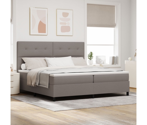Cama con somier y colchón y LED Taupe 200x200 cm Tela