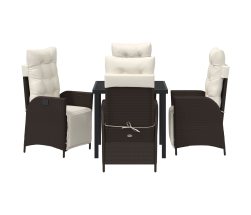 Set de Comedor de Jardín de 5 Piezas Rattan Poliéster Marrón