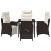 Set de Comedor de Jardín de 5 Piezas Rattan Poliéster Marrón