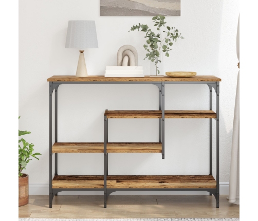 Mesa Consola de madera antigua 100x35x75 cm de madera aglomerada y acero