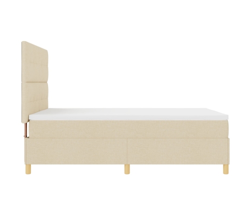 Cama con Somier y Colchón Crema 160x200 cm Tela