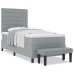 Cama con Box Spring  con Colchón y Banco Gris Claro 90x200 cm Tela