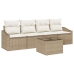Set de sofá de jardín de 5 piezas con cojines beige de polirratán