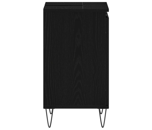 Gabinete de lavabo para baño  Negro Roble 58x33x60 cm Madera elaborada