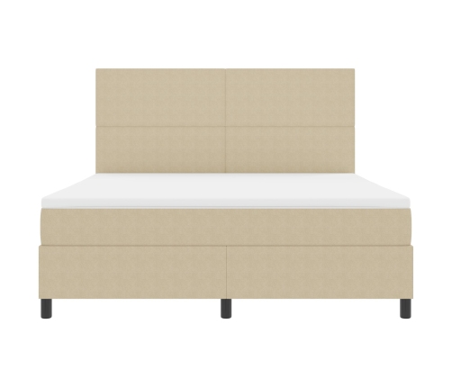 Cama con Box Spring  con Colchón Verde Claro Gris Super King Tela de Corduroy