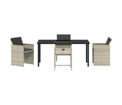 Conjunto de Comedor Jardín  de 5 Piezas con Cojines Gris Claro Poliratán