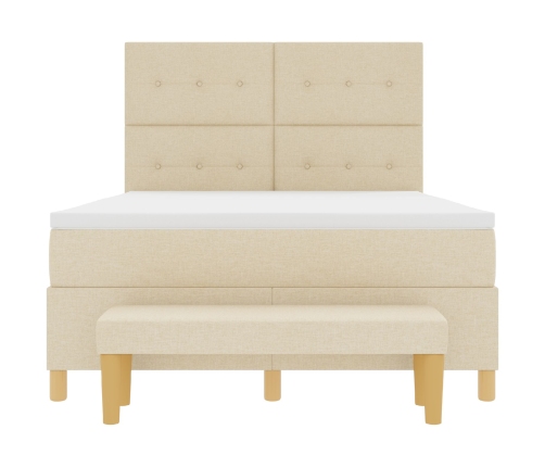 Cama con somier  y colchón & banco Crema 160x200 cm Tela
