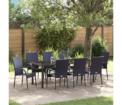 Conjunto de comedor de jardín de 5 piezas negro poliratán de