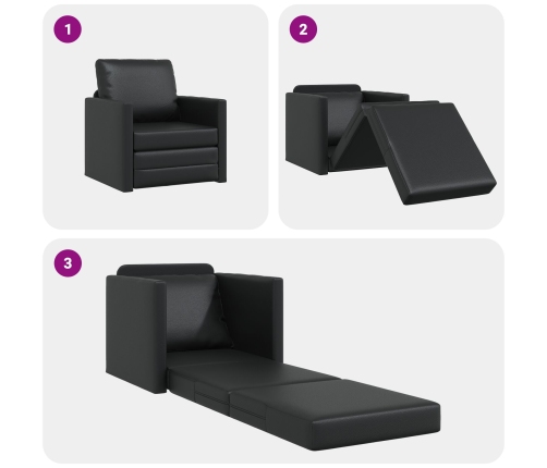 Sillón cama 2 en 1 Negro 74x77x81 cm Cuero Sintético