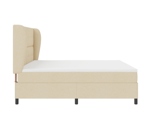 Cama con somier y colchón  - Crema, 200x200 cm de tela