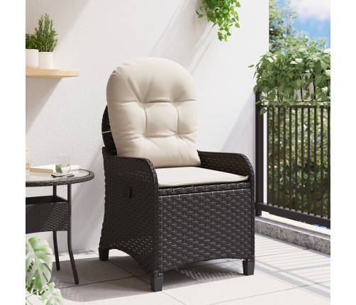 Sillón reclinable  con cojín de poliratán negro